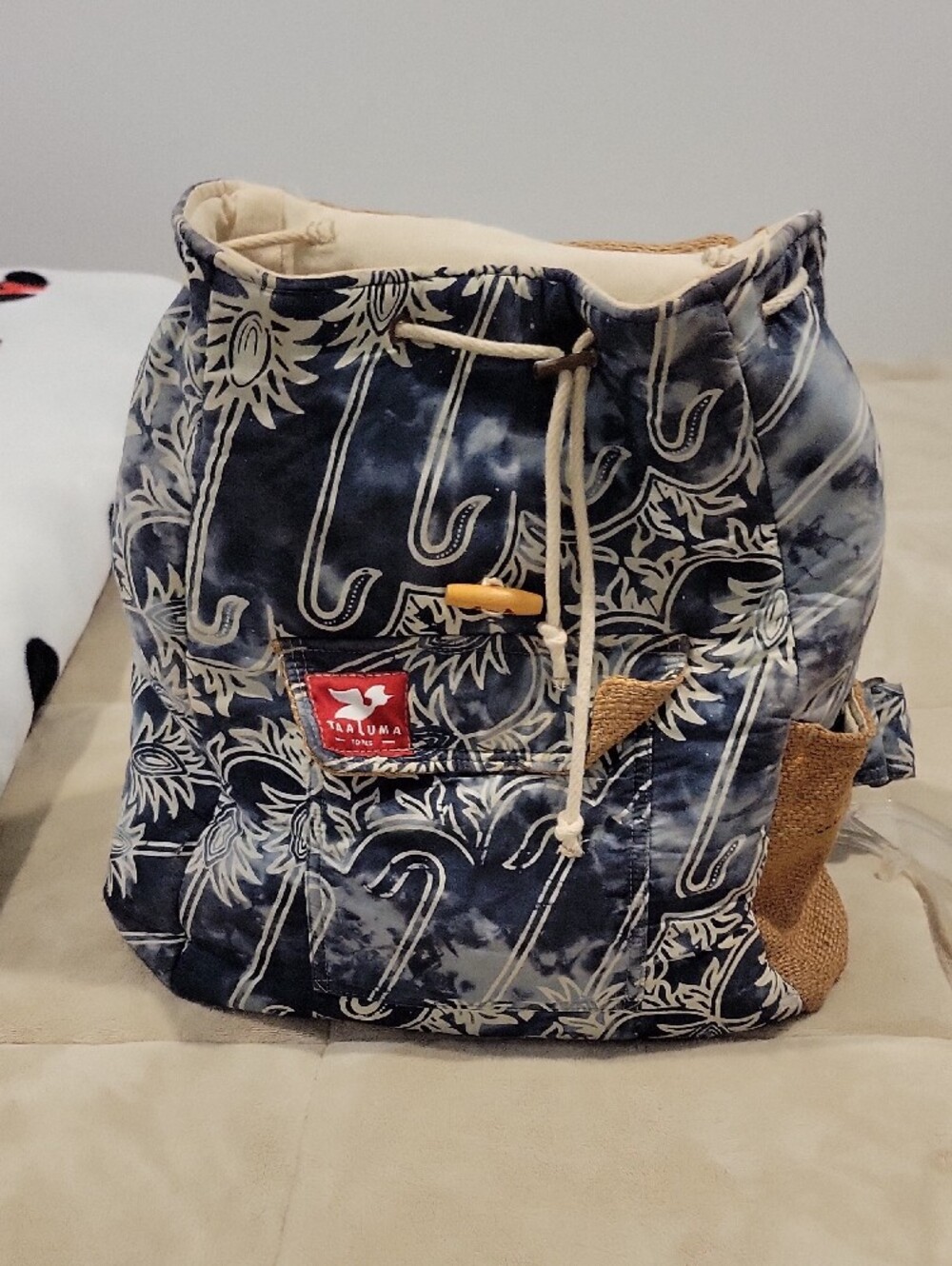 TaaLuma Navy Patterned Drawstring Backpack - Picture 3 of 7